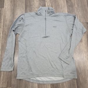 Patagonia Capilene Baselayer Long Sleeve Zip Up Shirt Tee M Unisex Grey Striped